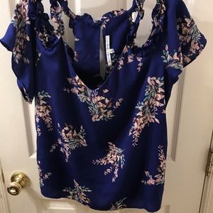Collective concepts cold shoulder floral blouse